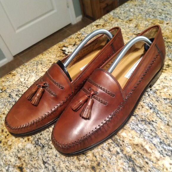 Sandro Moscoloni LA VIDA PER-FLEX Tassel Leather Loafer Shoes Brown Mens 10 EUC - Picture 1 of 15